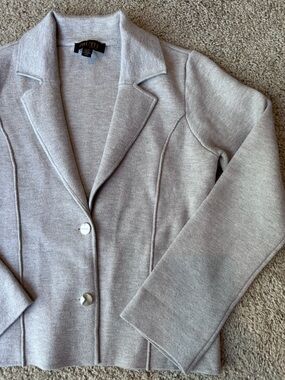 Women's Taupe Single-Breasted Knit Blazer